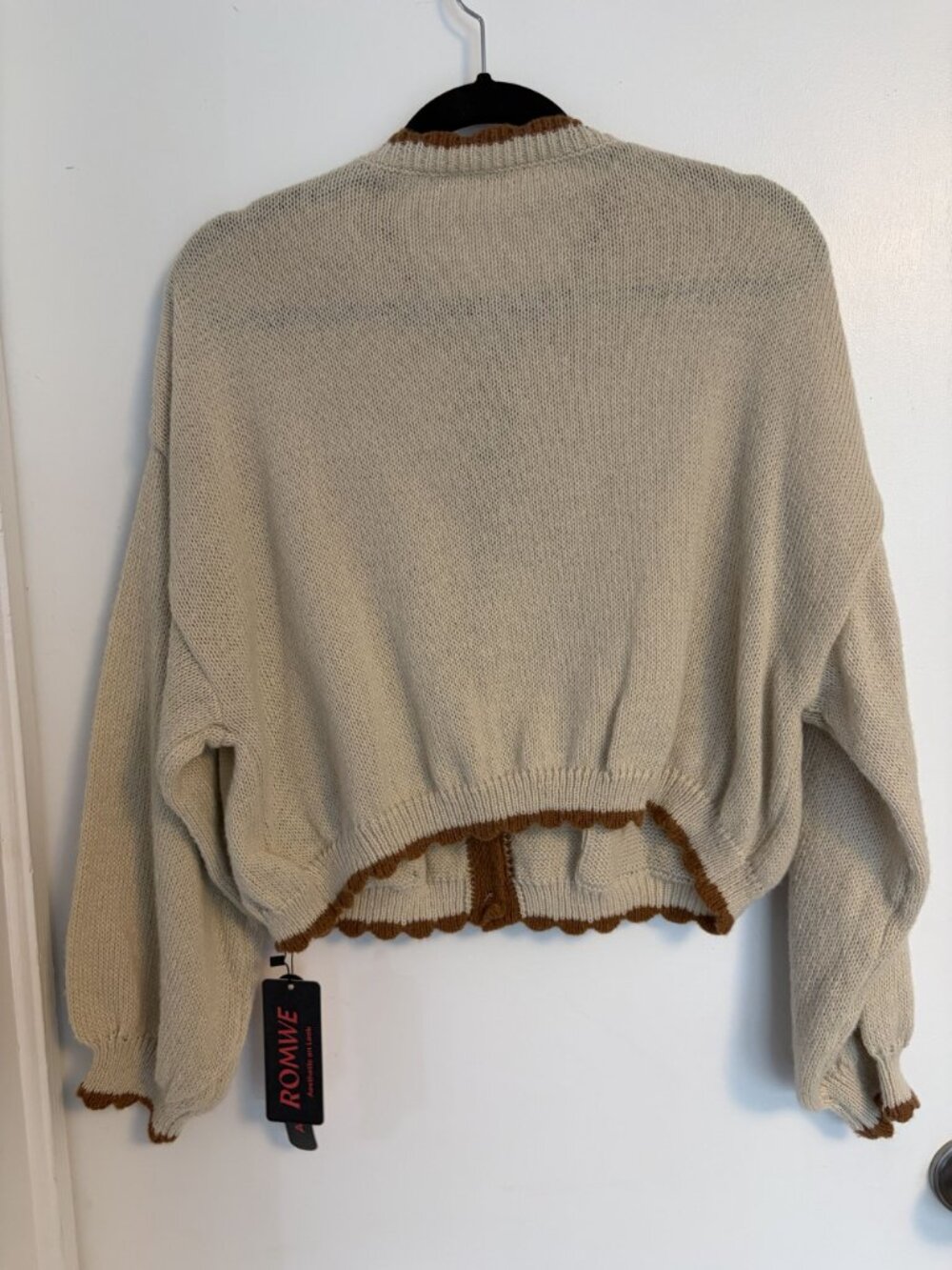 Cottagecore Beige Knit Cardigan 1XL Floral Embroidery Pockets Button Spring NEW - Picture 16 of 16